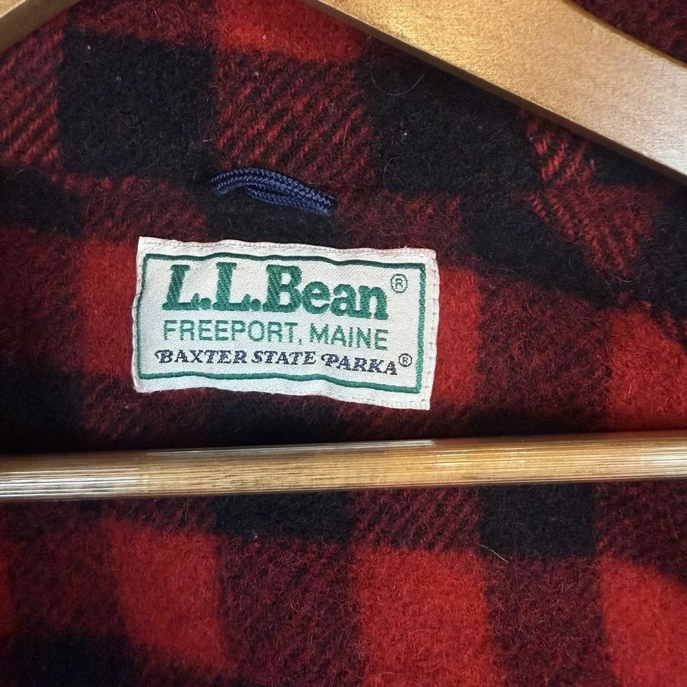 Vintage LL Bean Baxter State Parka Jacket Mens Medium Wool Lined Buffalo Plaid